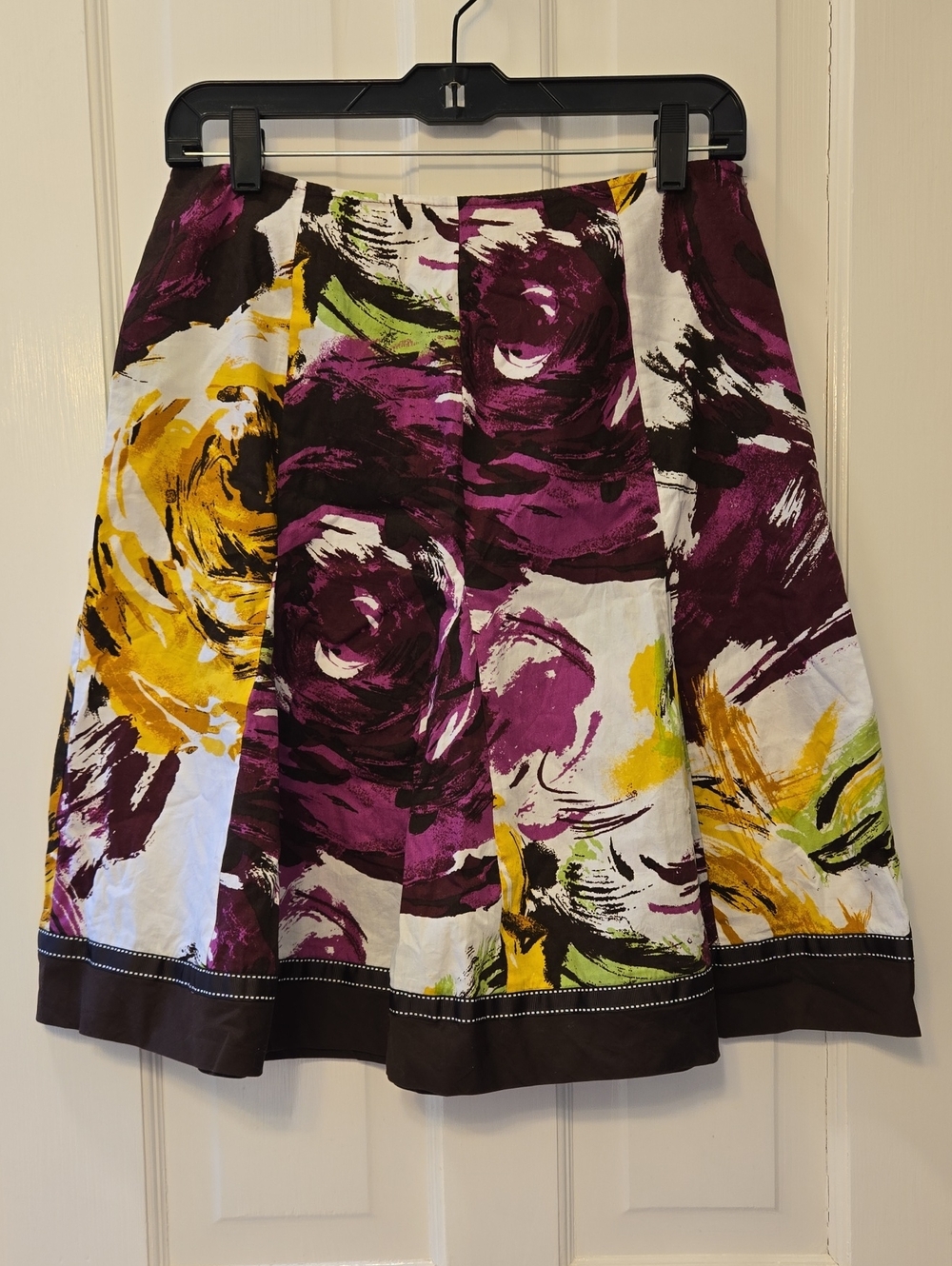 Amanda Lane Floral Circle Skirt in Purple, Yellow & White